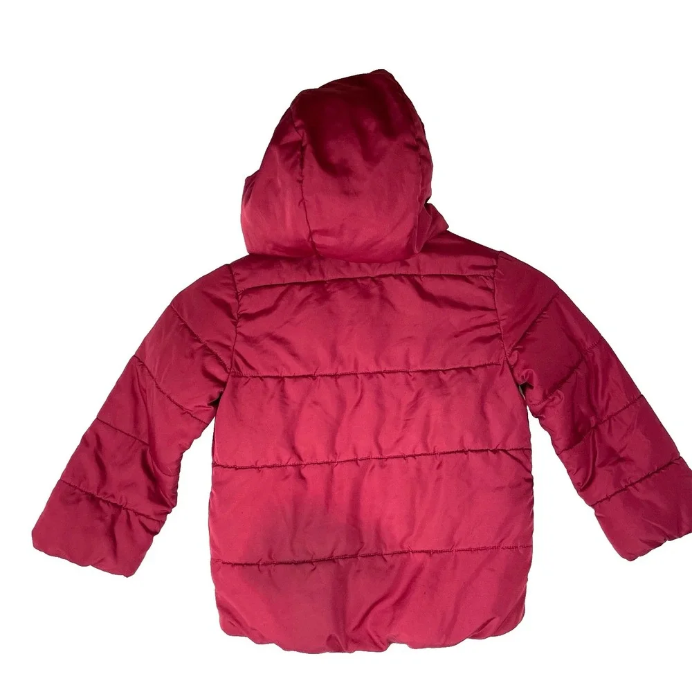 The Childrens Place Puffer Coat Little Girls 5T Winter Red Warm Hood Snow Ski